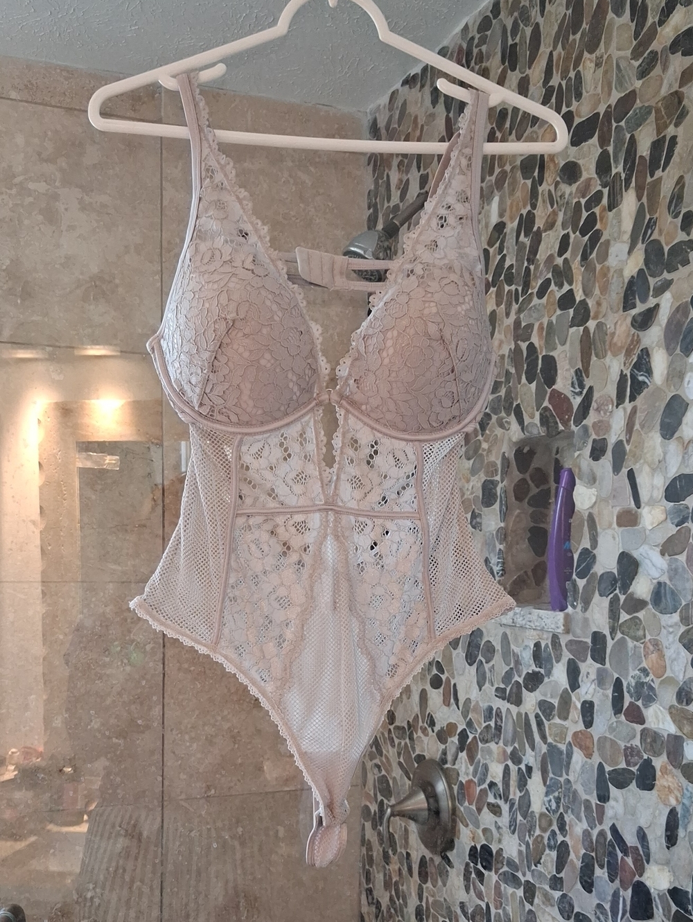 Lace Mesh  Bodysuit in Silver